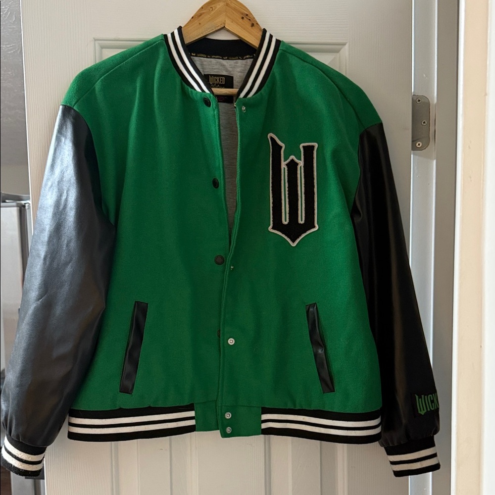 Justice Wicked Green and Black Varsity Jacket